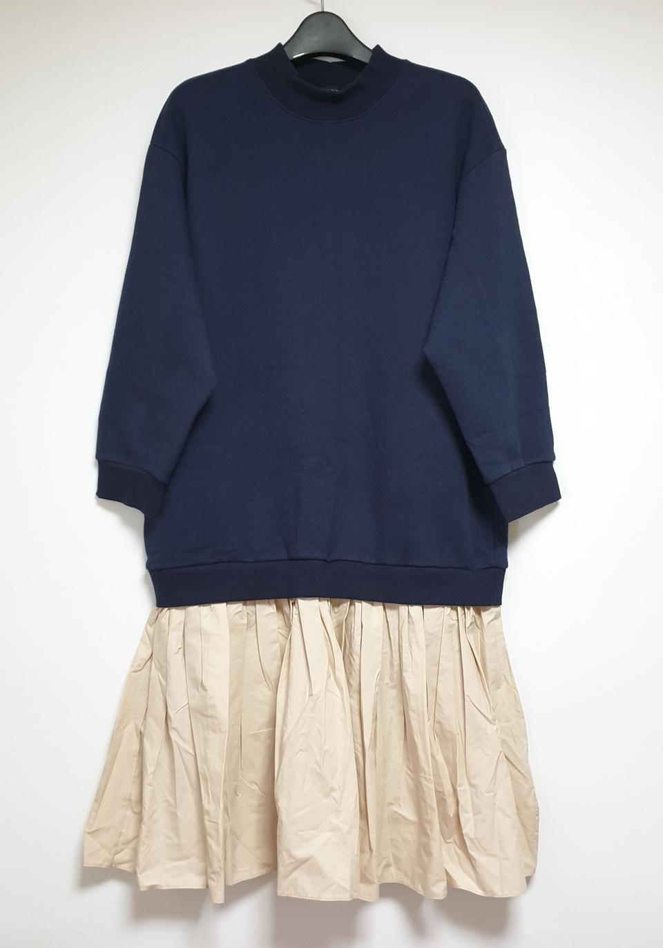 네이비배색기모원피스