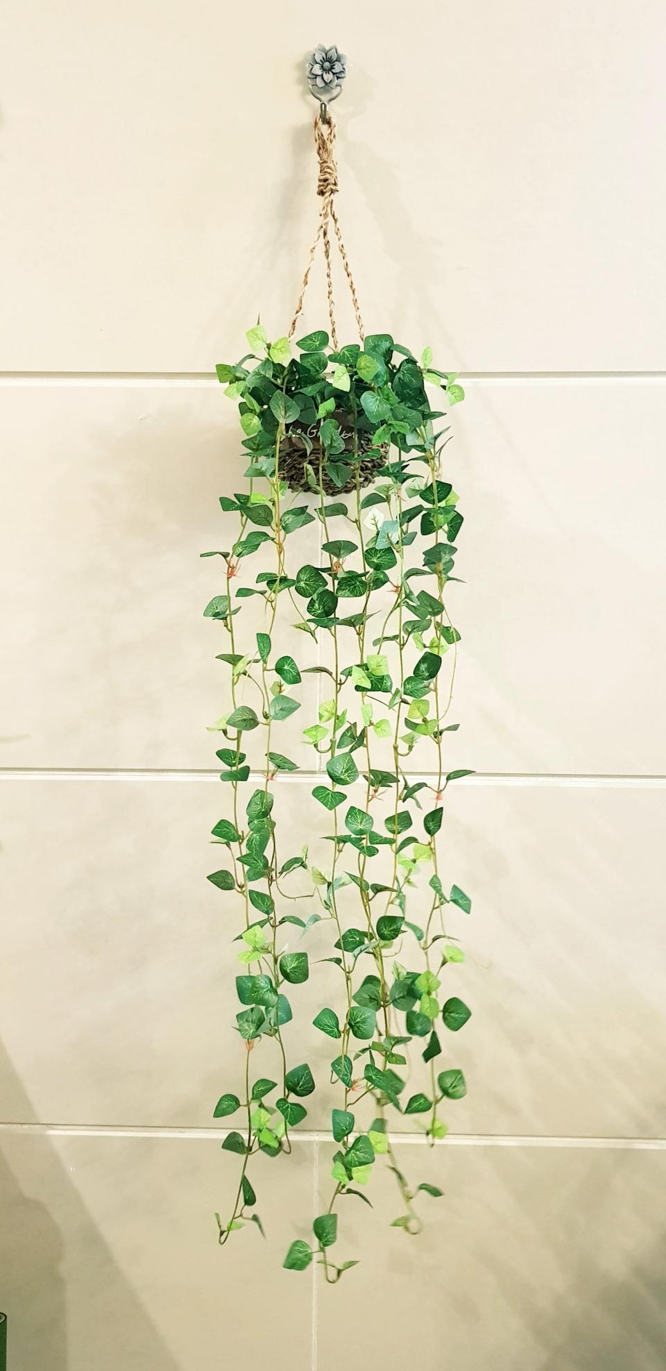 (새상품) 고급 행잉 라탄바구니와 조화그리너리세트/인테리어소품