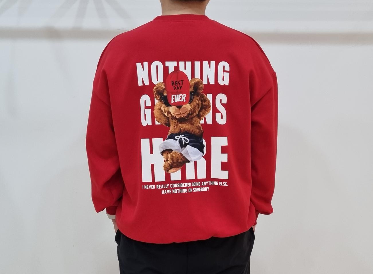 [남녀공용] 데일리룩 오버핏 귀여운 모자베어 남자 기모 맨투맨