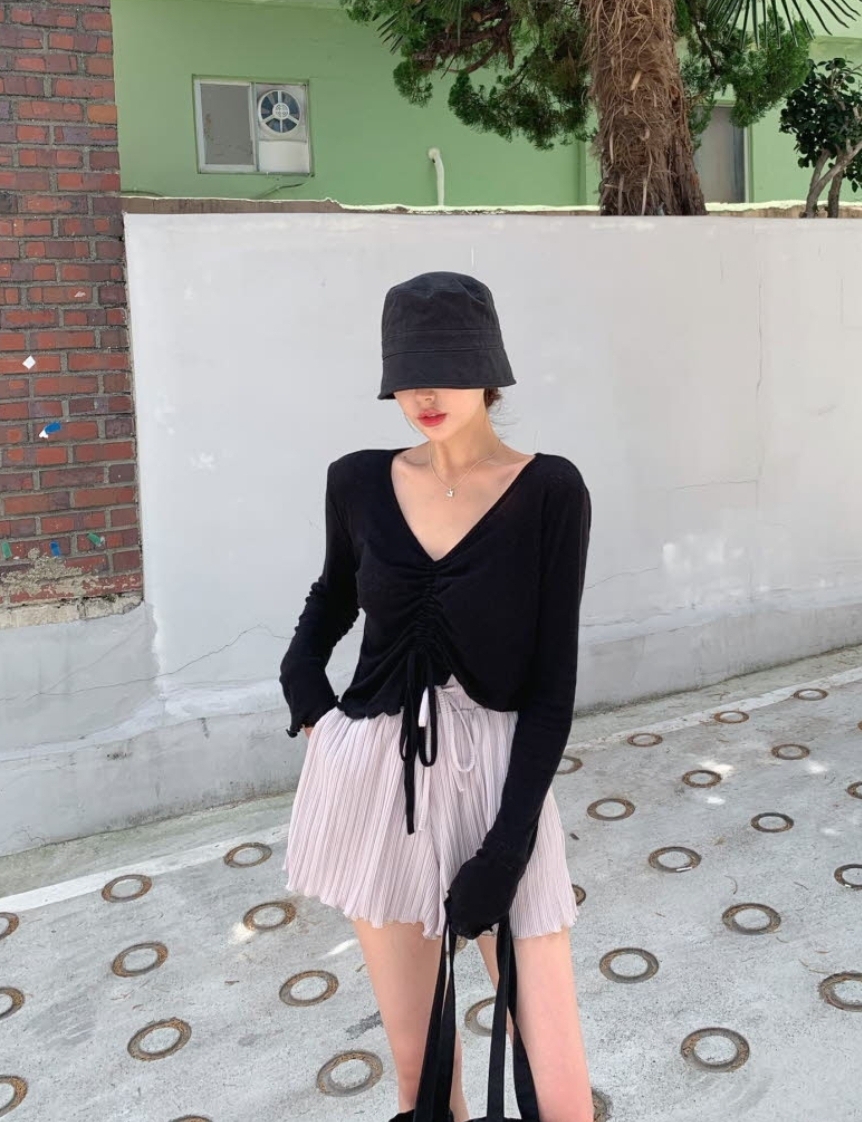 *린넨 스트링 루즈핏 긴팔티셔츠