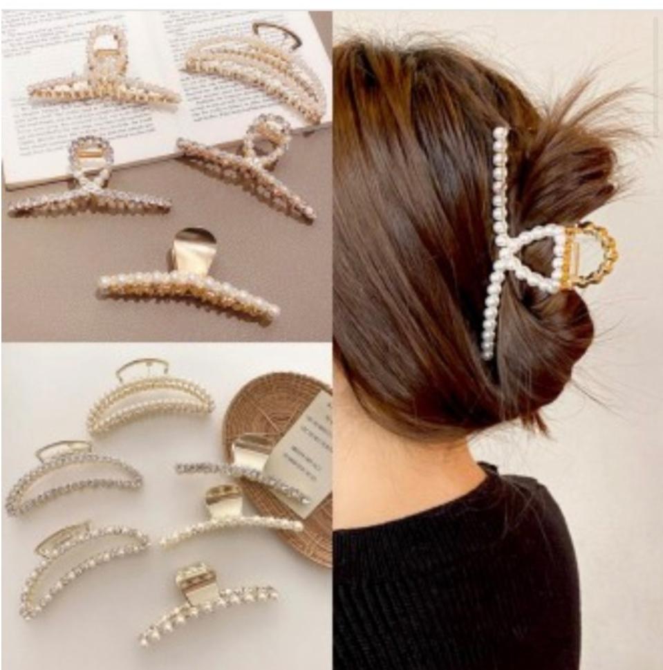 꼬임 진주 큐빅 올림머리 집게핀 헤어핀