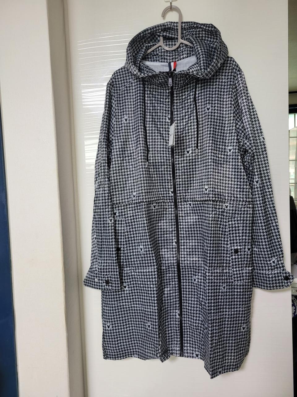 체크  롱 후드 바람막이 점퍼 105(새상품)