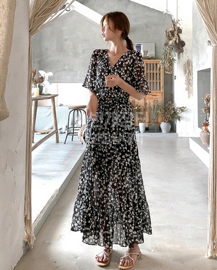 [SM]하트 쉬폰 롱원피스