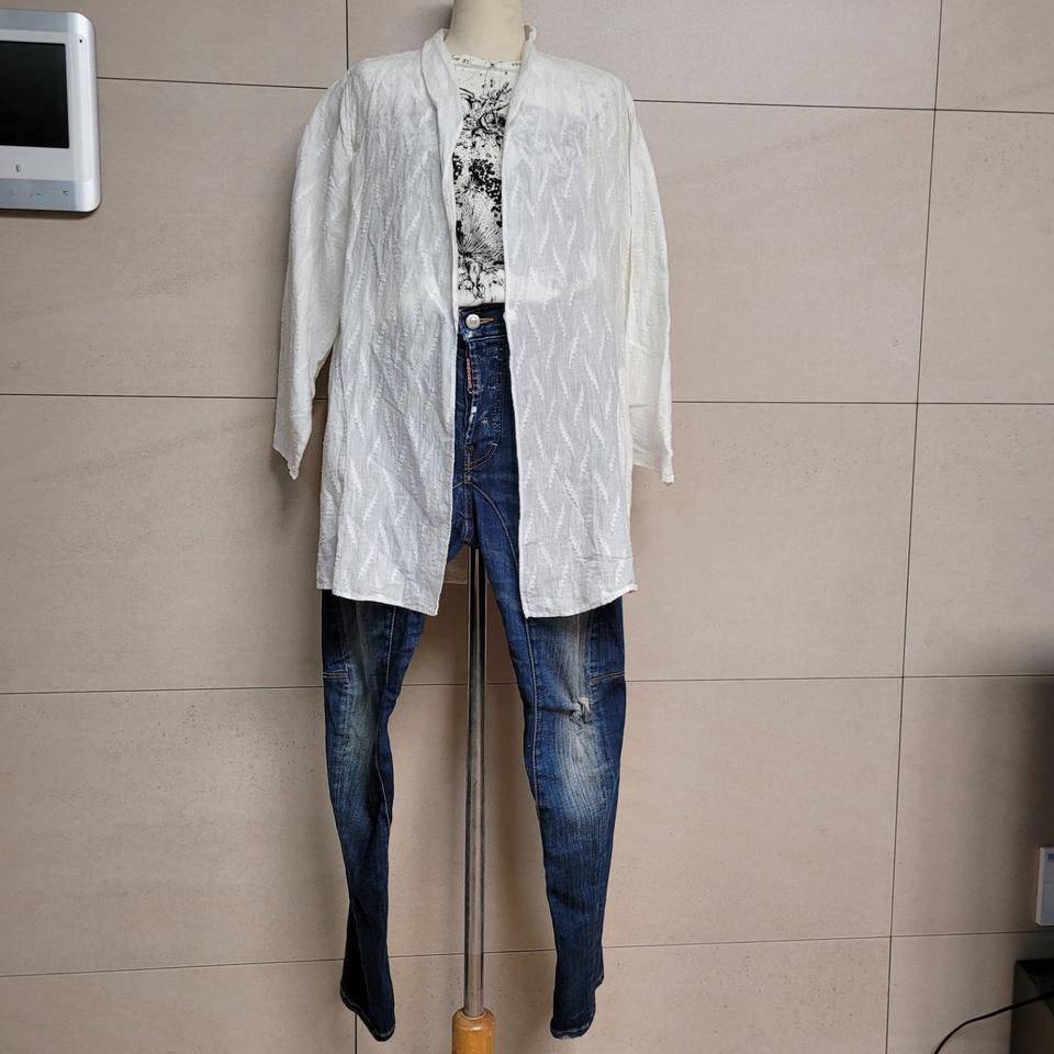 이새 오버핏 린넨 롱 자켓 가디건 66~77