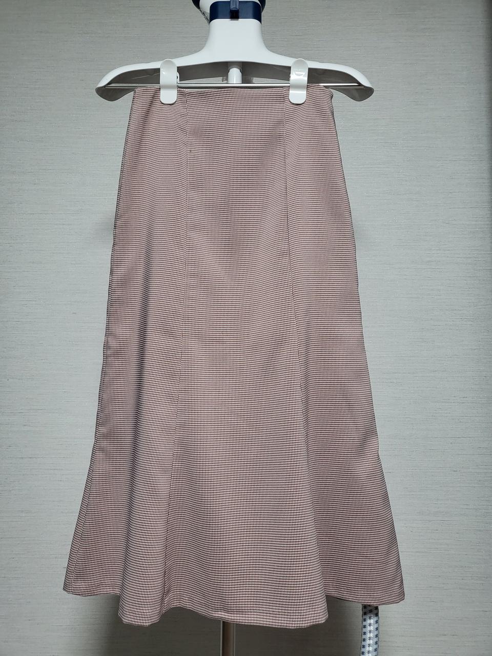 [거의새것] 핑크 하운드체크 머메이드 스커트