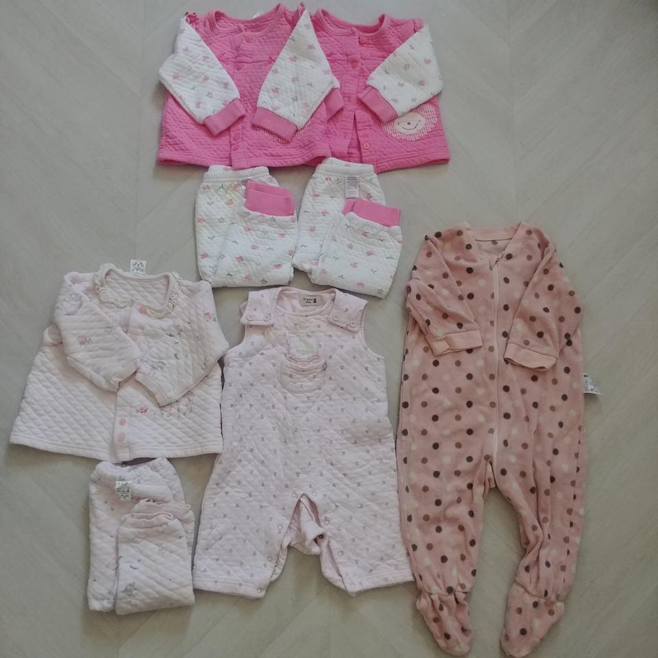 여아70(75,80)내의누빔내복/겨울바디수트/수면조끼일괄