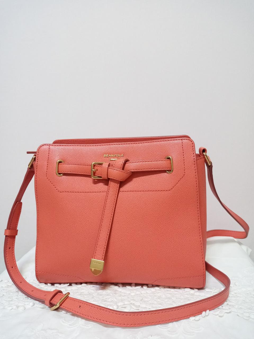 빈폴 BEANPOLE 천연가죽 금장로고 크로스백