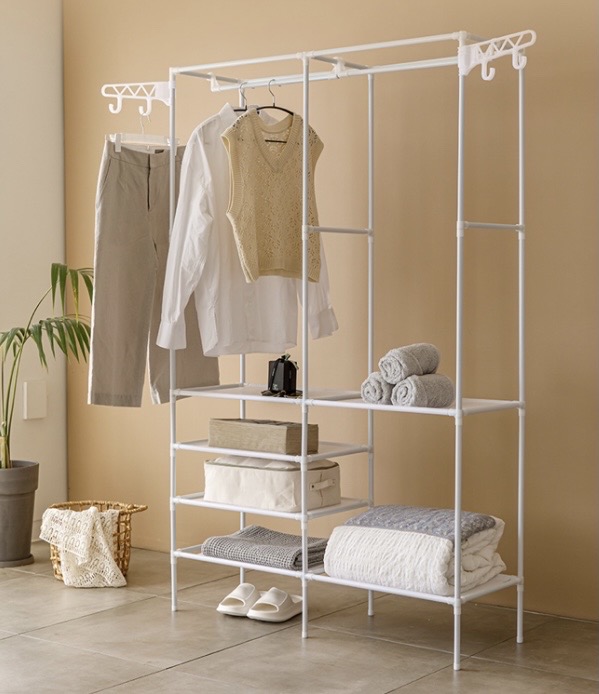 (무료배송) 튼튼한 옷장 행거 조립식 선반형 수납 이동식