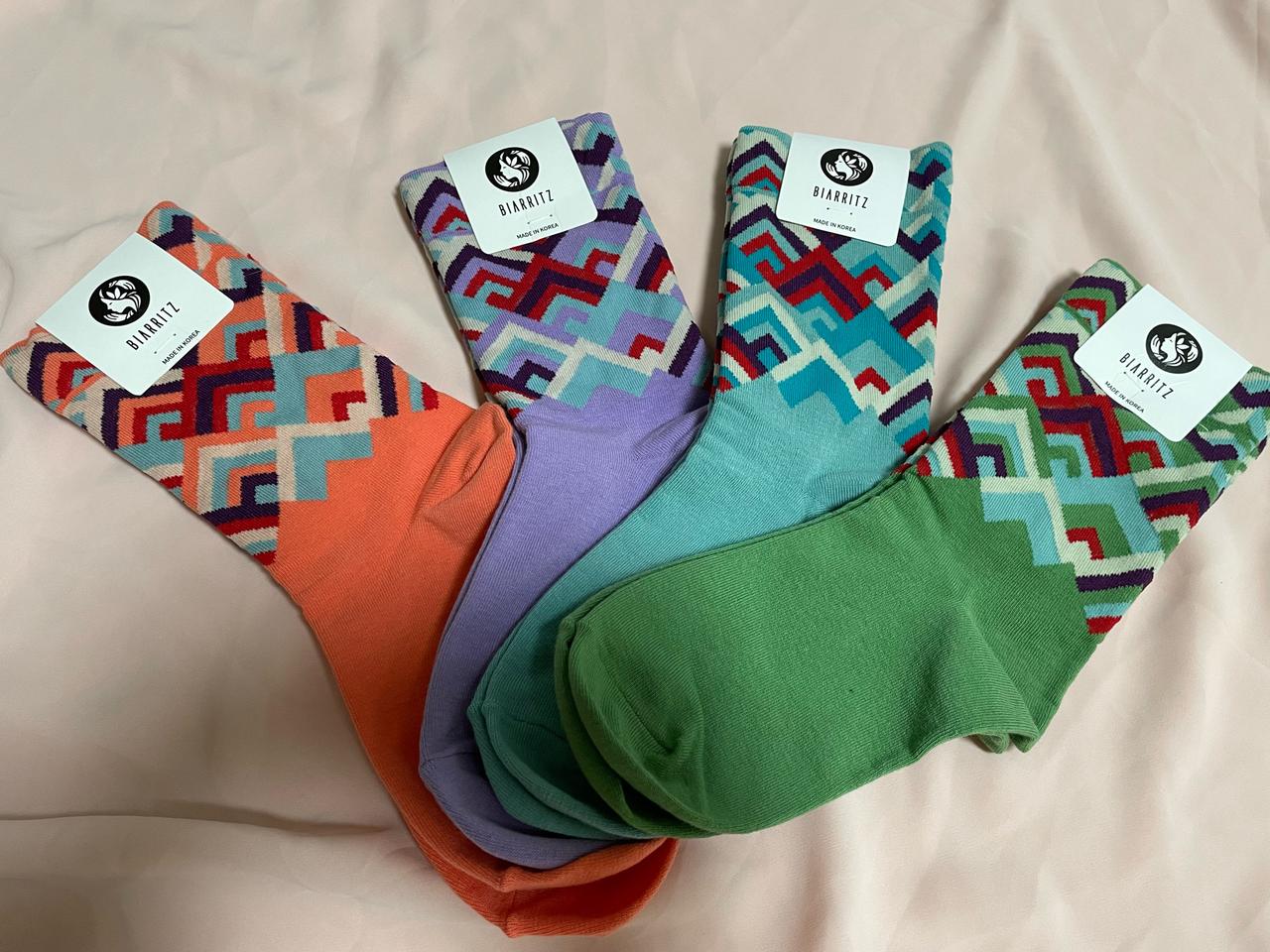 패션 패턴 긴목 보온 양말