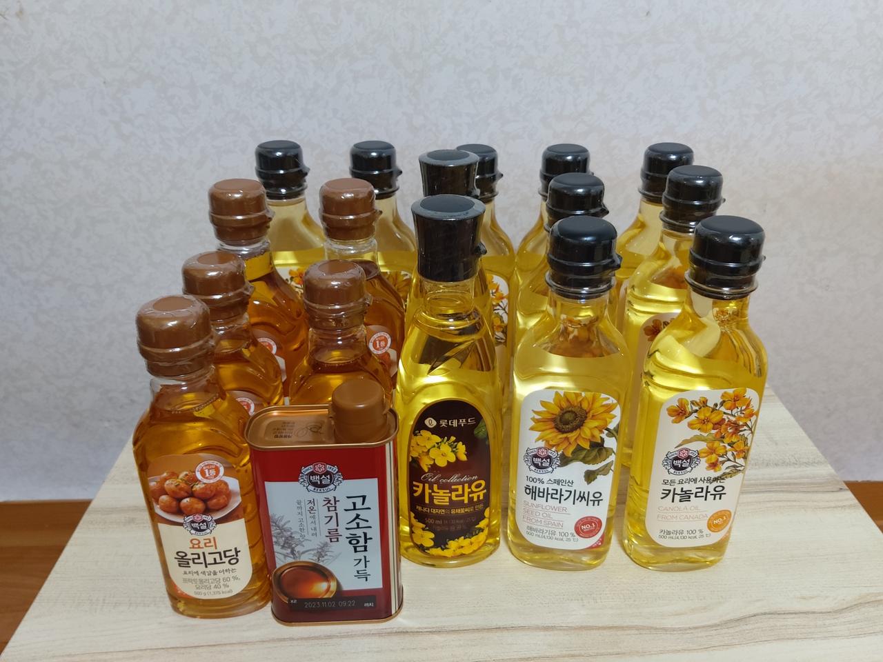 카놀라유.해바라기씨유.올리고당.참기름 미 사용 새 상품