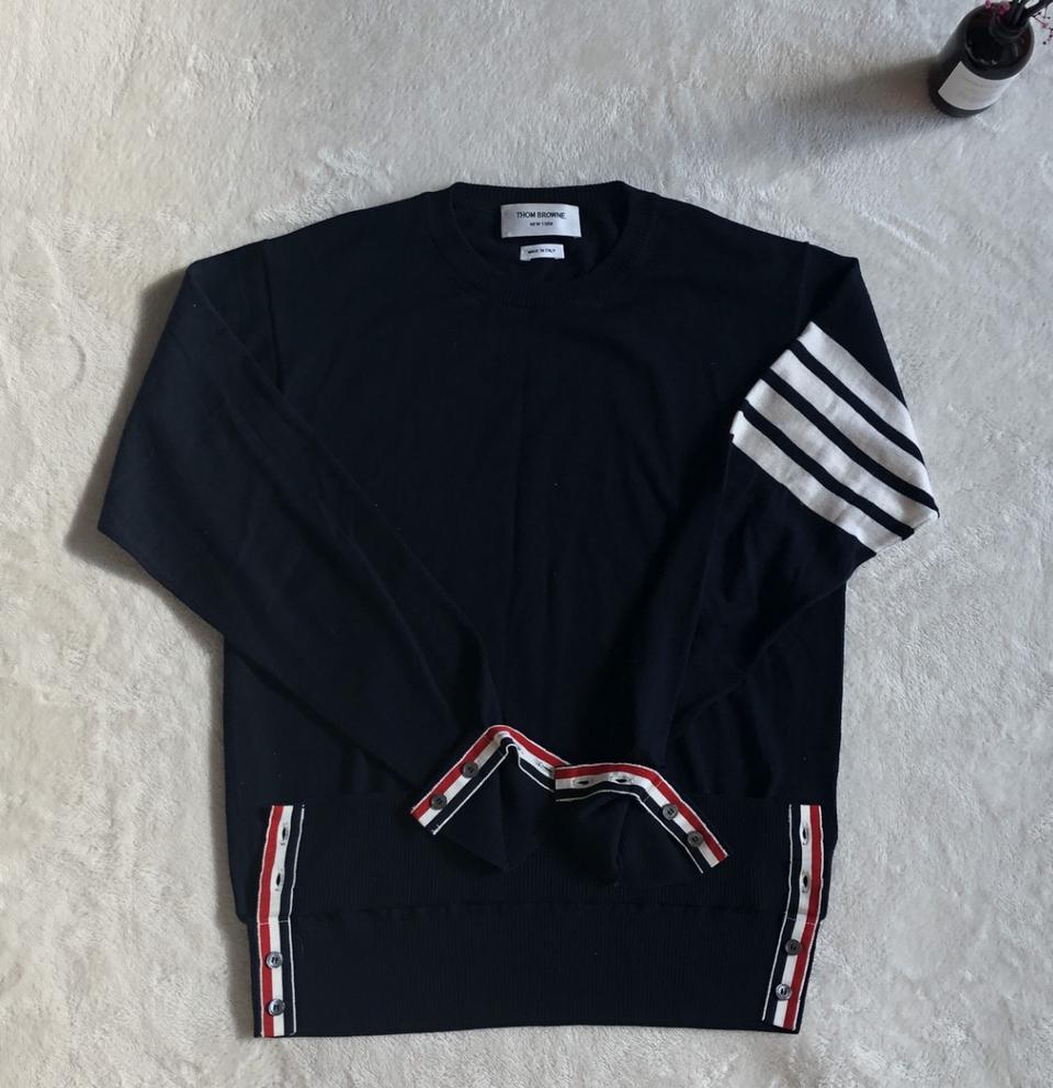 20S/S 톰브라운 사선완장 네이비 메리노 울 니트