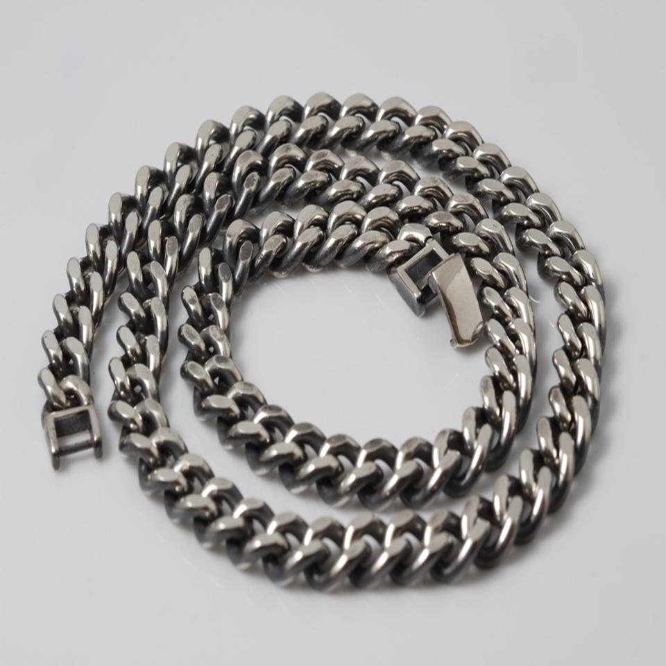 커브 두꺼운 은목걸이 대중적인 925실버 체인 남자 힙합 간지 패션