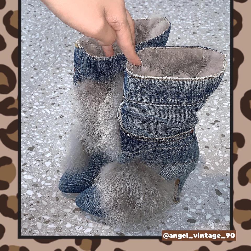 갸루 니냐무 데님 부츠 힐