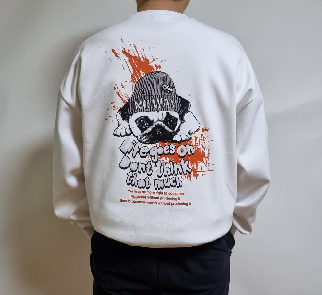 [인기상품]오버핏 귀여운 비니불독 남자 맨투맨