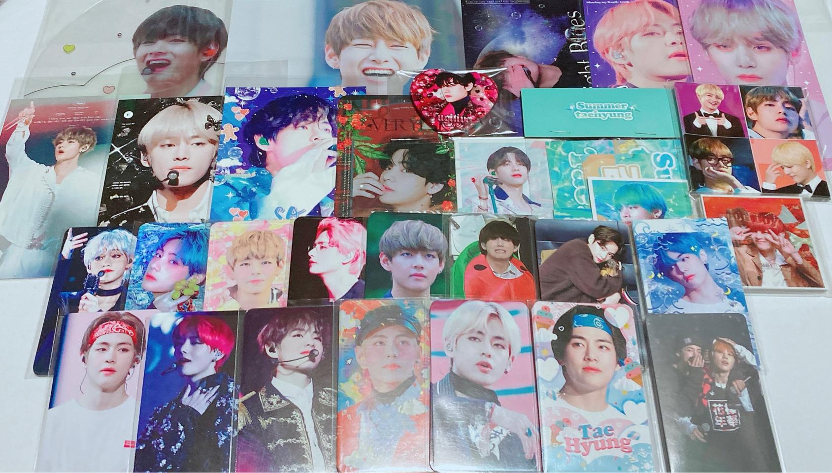 3배에눌) 방탄 뷔 태형 랜봉 랜박 비공굿 포카 엽서 도무송 슬로건