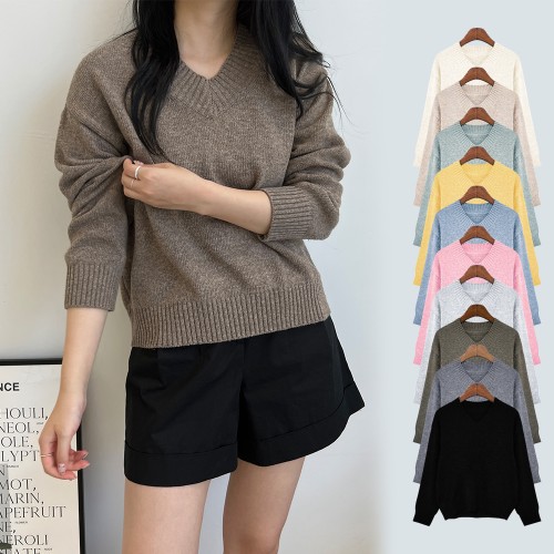 ●새상품●  베스 브이넥 루즈핏 캐시울 니트 S D-220827