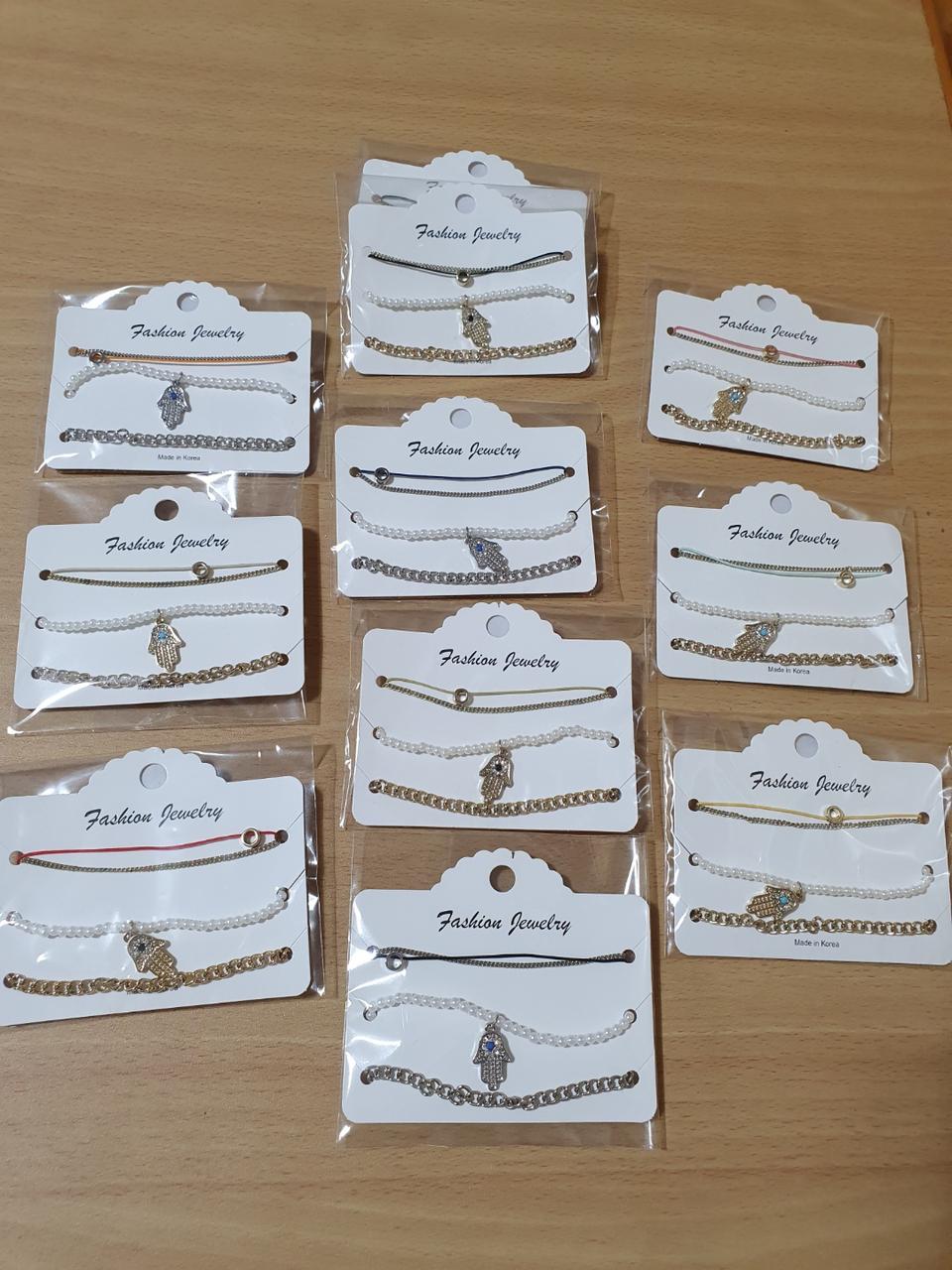 여성 패션 3줄 레이어드 팔찌 (큐빅 손바닥) 개당가격