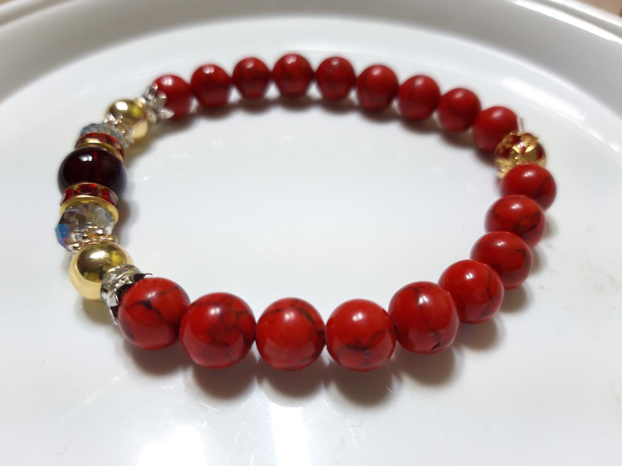 최고급 가넷수정 터키석팔찌