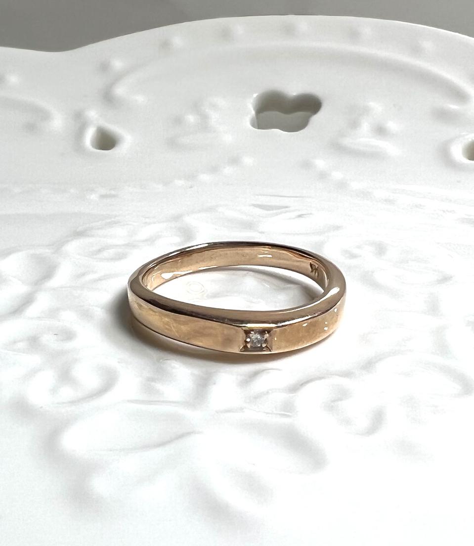 {쥬쥬금빵} 14k 다이아 언밸런스 웨이브 골드 금 반지