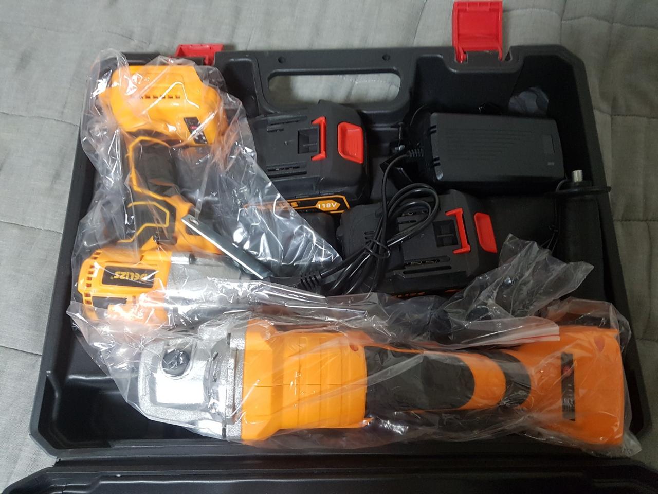 무선 그라인더, 무선 임팩 드릴 세트 (배터리 2개)