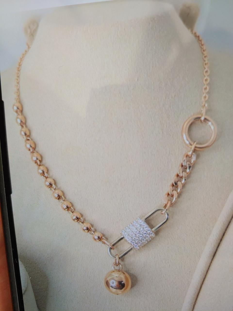 14k큐빅 볼목걸이