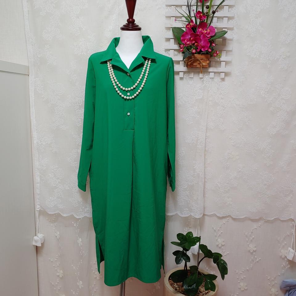 신상품 오만원대 그린셔츠원피스 새상품 55 66반 사이즈