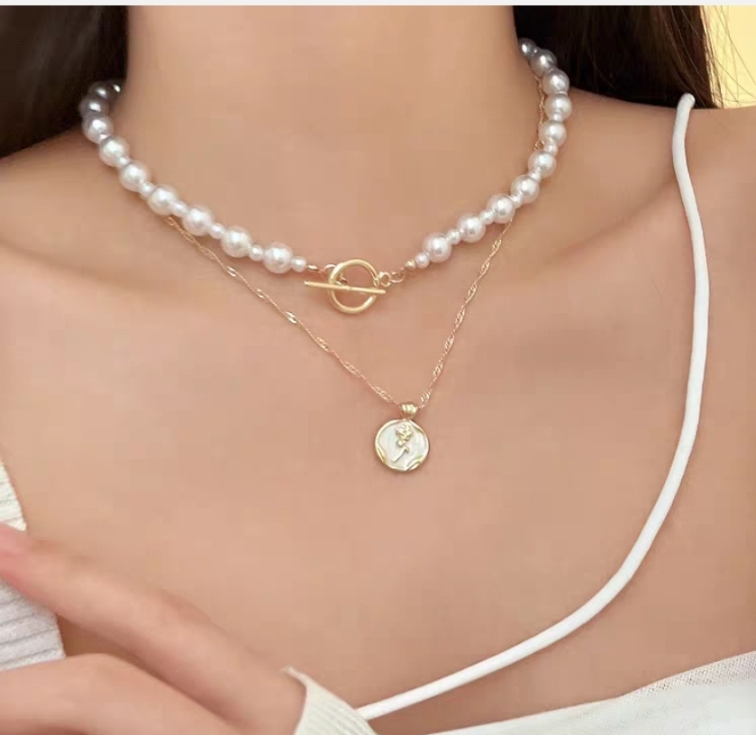 레이어드 진주 목걸이 2개 1세트