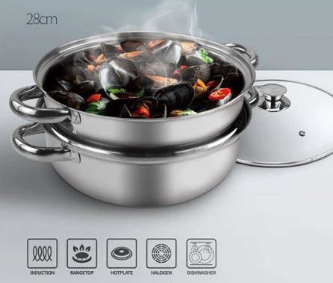 쎄거새제품 28cm 인덕션 겸용 스테인레스 2단찜기