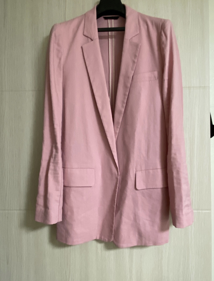 시슬리 핑크 린넨 자켓