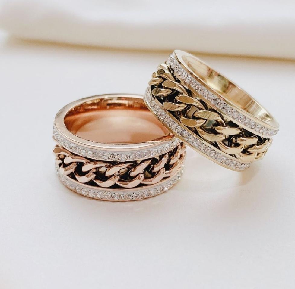 써지컬스틸 체인 스톤 반지