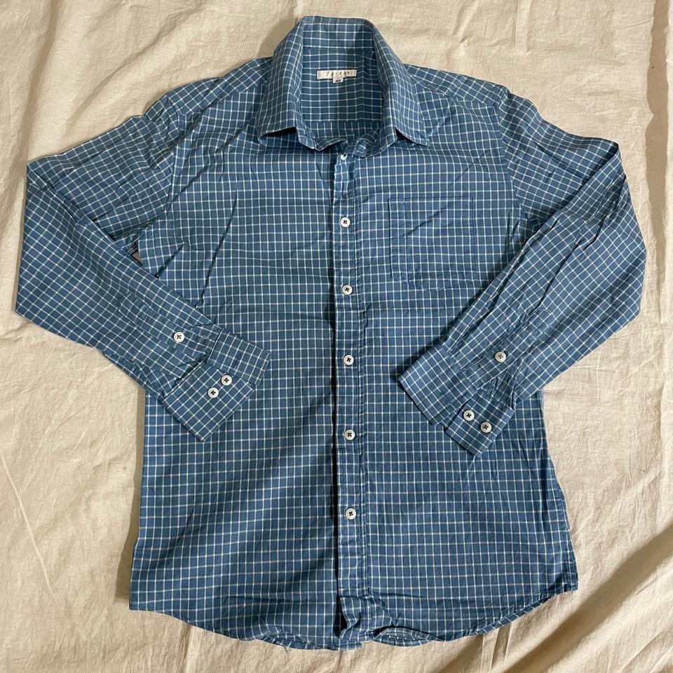 구제 셔츠남방)남자 슬림핏 스카이블루 가을체크남방