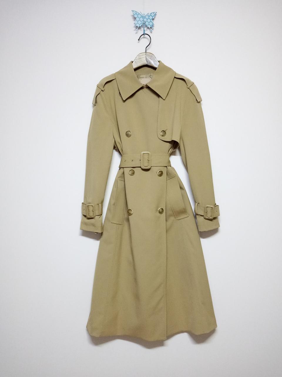 씨씨콜렉트 CC COLLECT 비스코스혼방 실크배색 더블버튼 벨트 트렌치