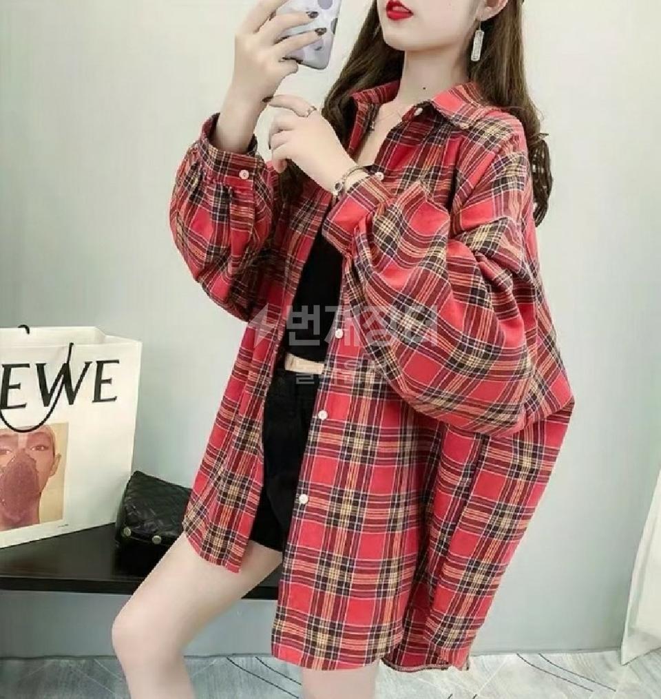 모직 체크 남방 셔츠 루즈핏 빈티지 스트라이프 오버핏 빅사이즈