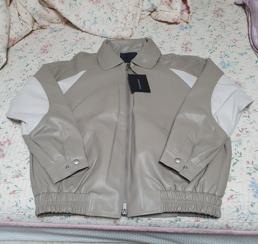 블랙모먼트 비건레더 바시티자켓 블루종