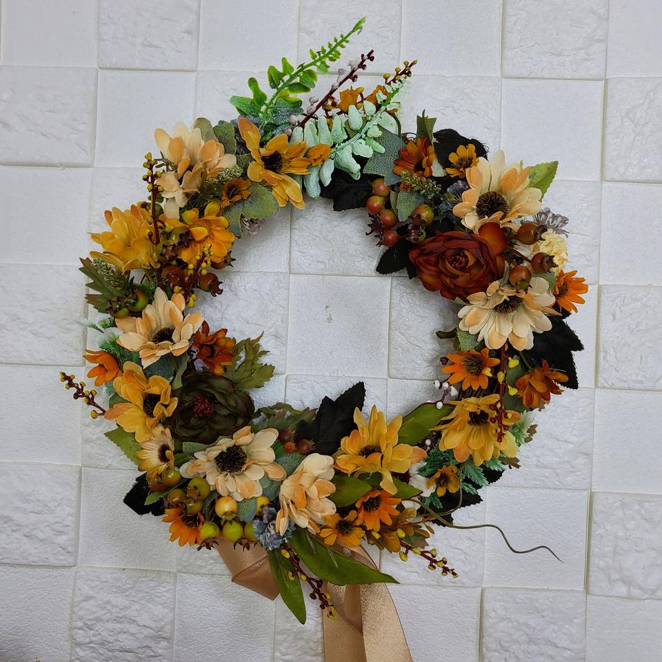 엔틱 데이지 조화 리스