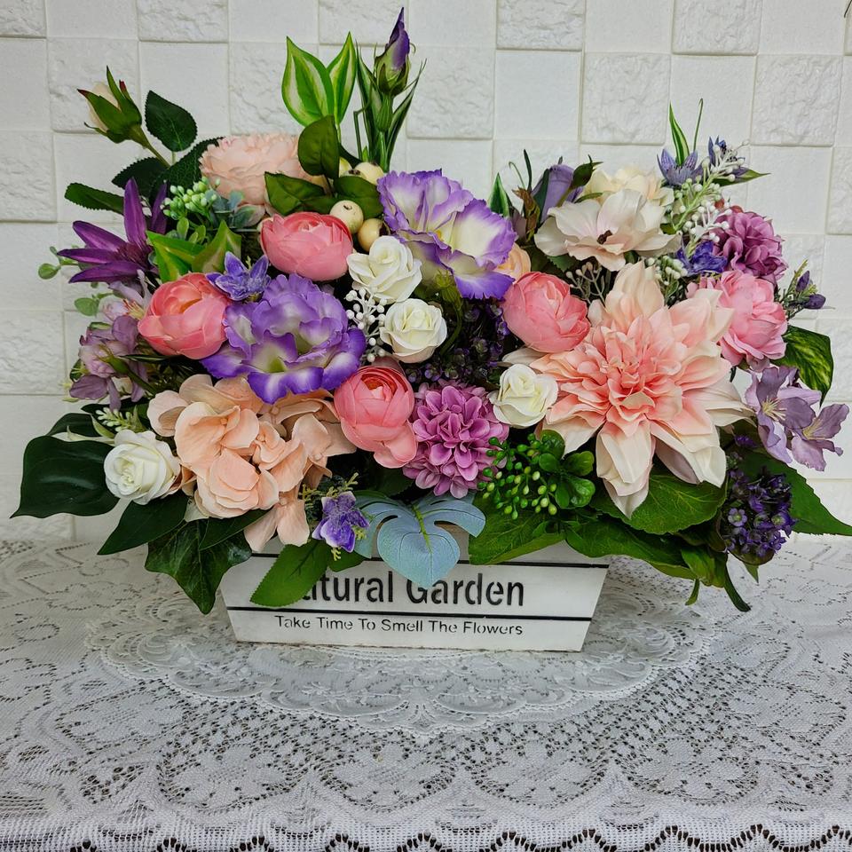 대형)다아리아 리시안셔스 조화 나무 화분