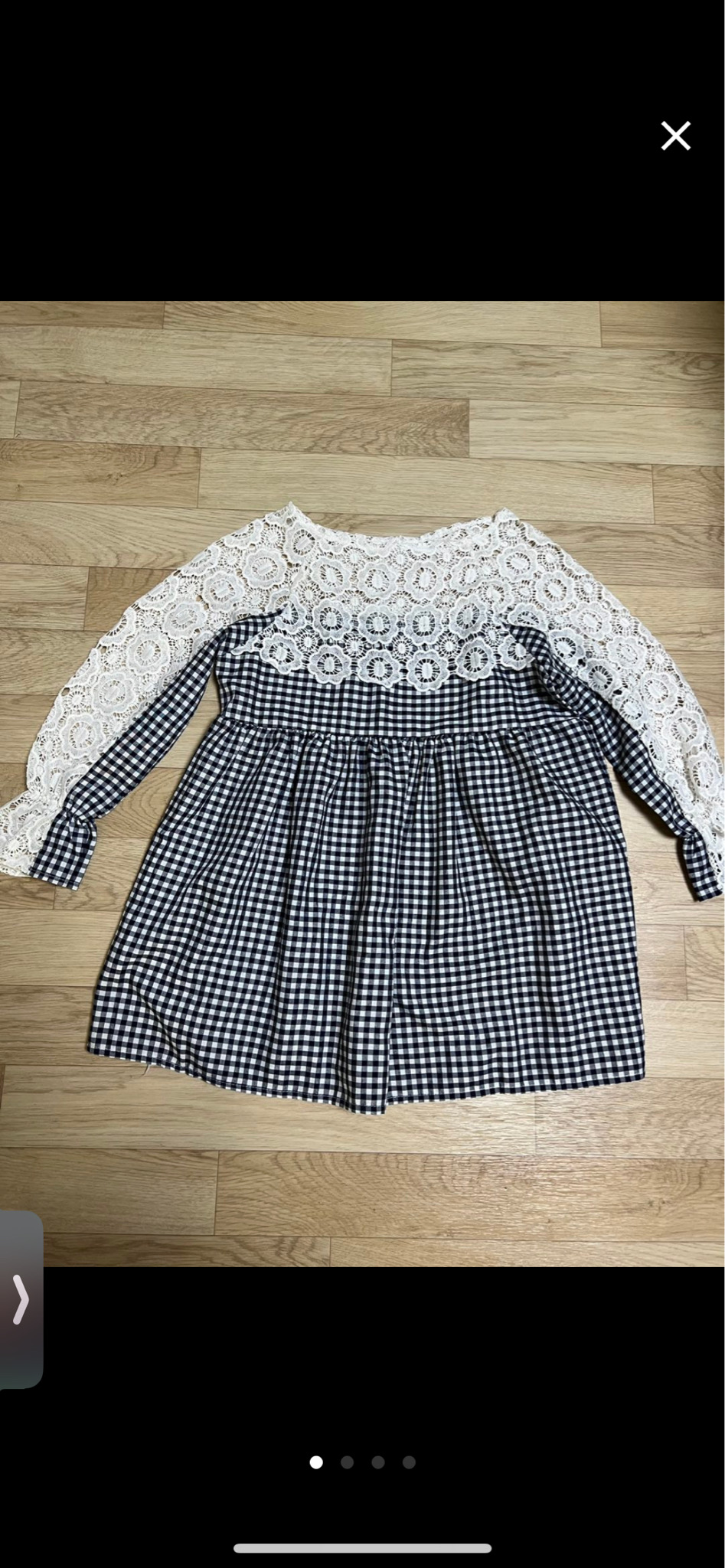 레이스 체크 원피스