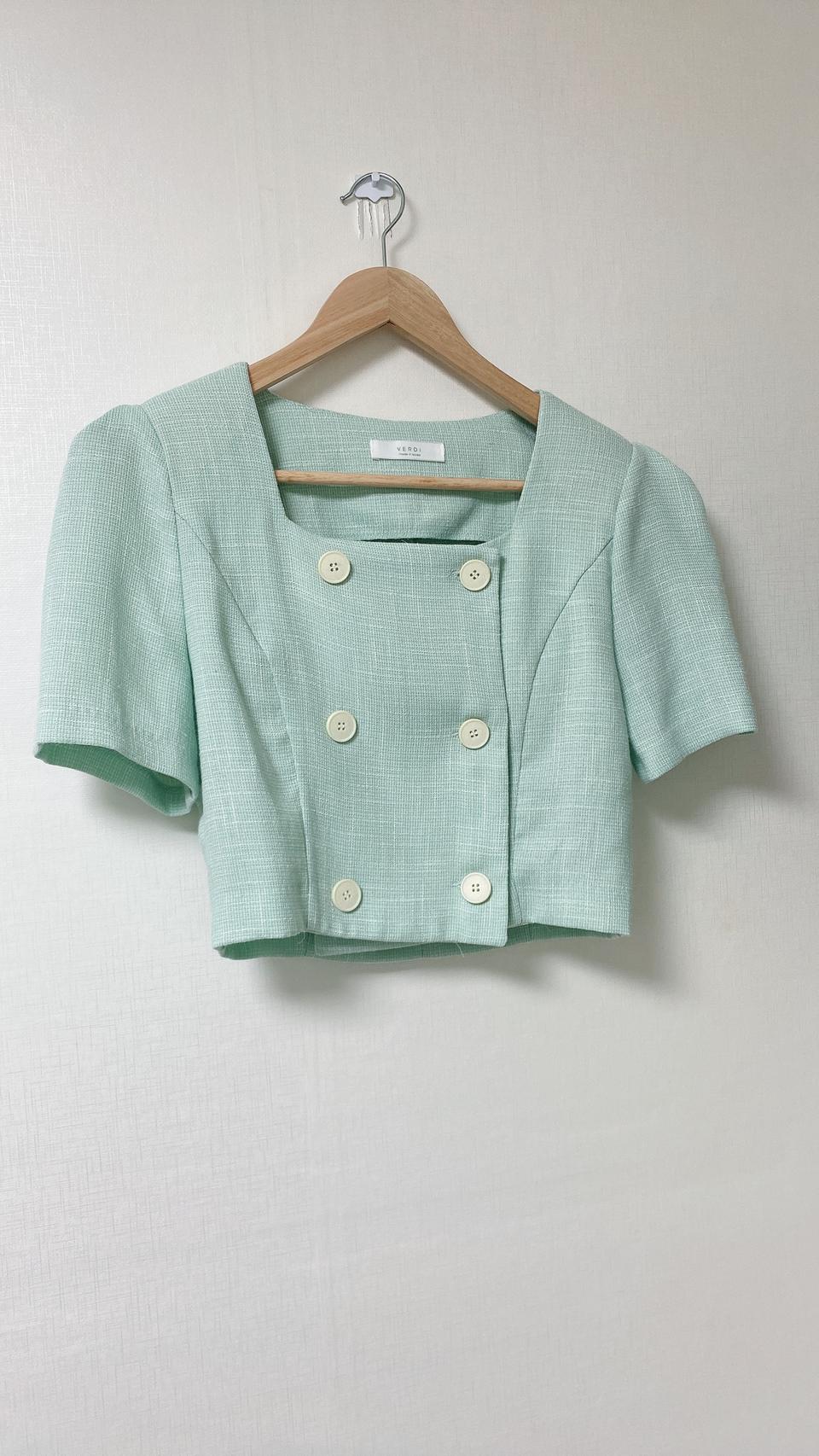 민트크롭 트위드자켓(새제품)@최종가