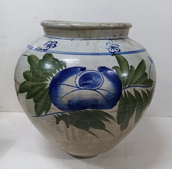 목단  청화백자  항아리