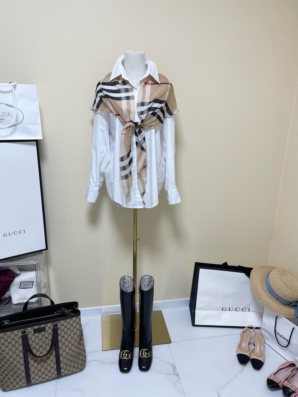 체크프릴삼각머플러스카프