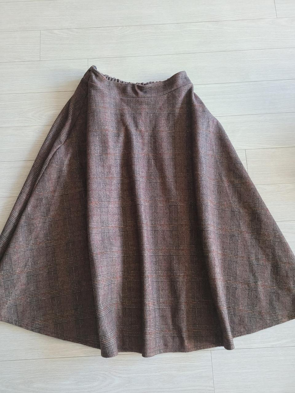 롱플레어체크스커트