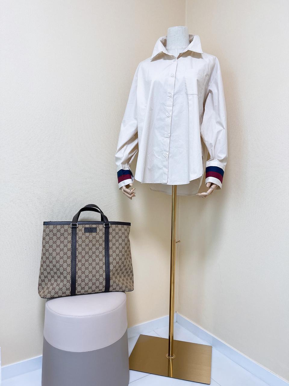 오버핏포인트소매셔츠