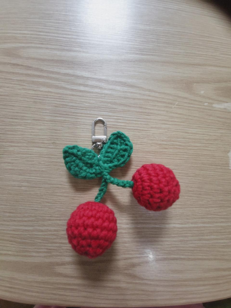 뜨개체리키링,에어팟 키링