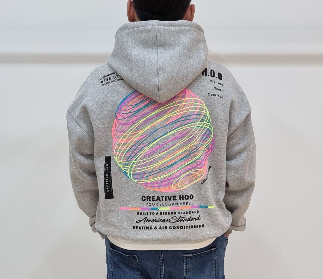 [남녀공용] 오버핏 칼라풀한 써클 후드티