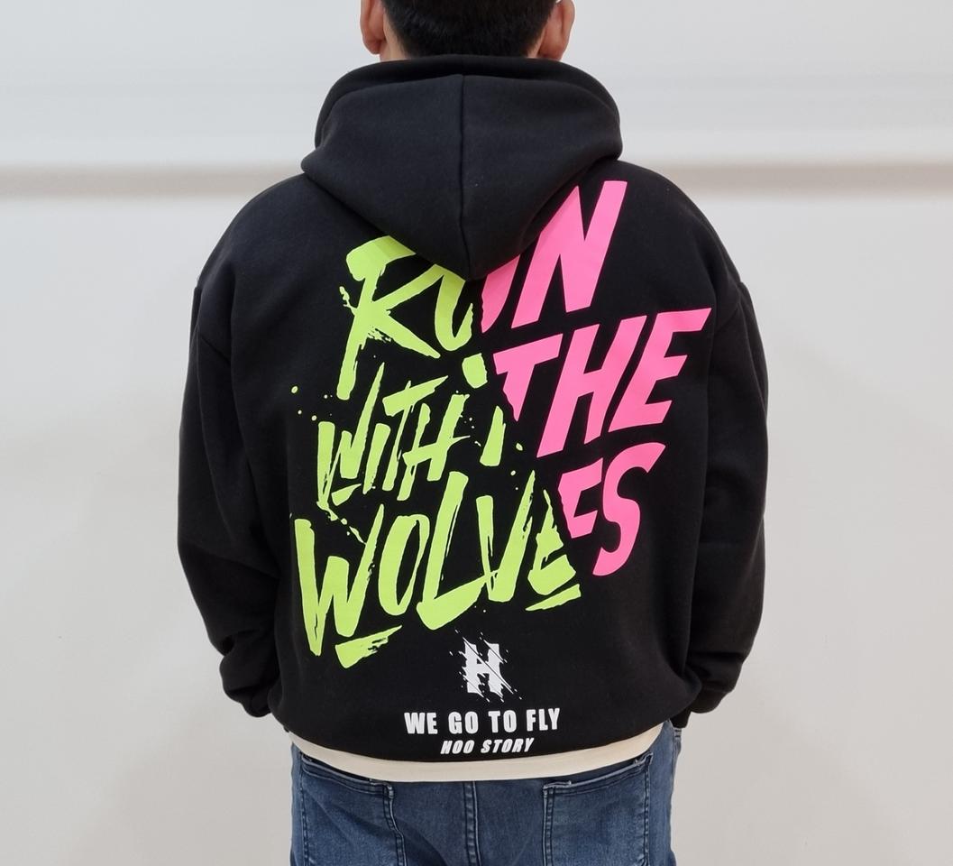 [남녀공용] 시밀러룩 오버핏 울브스 기모 후드티