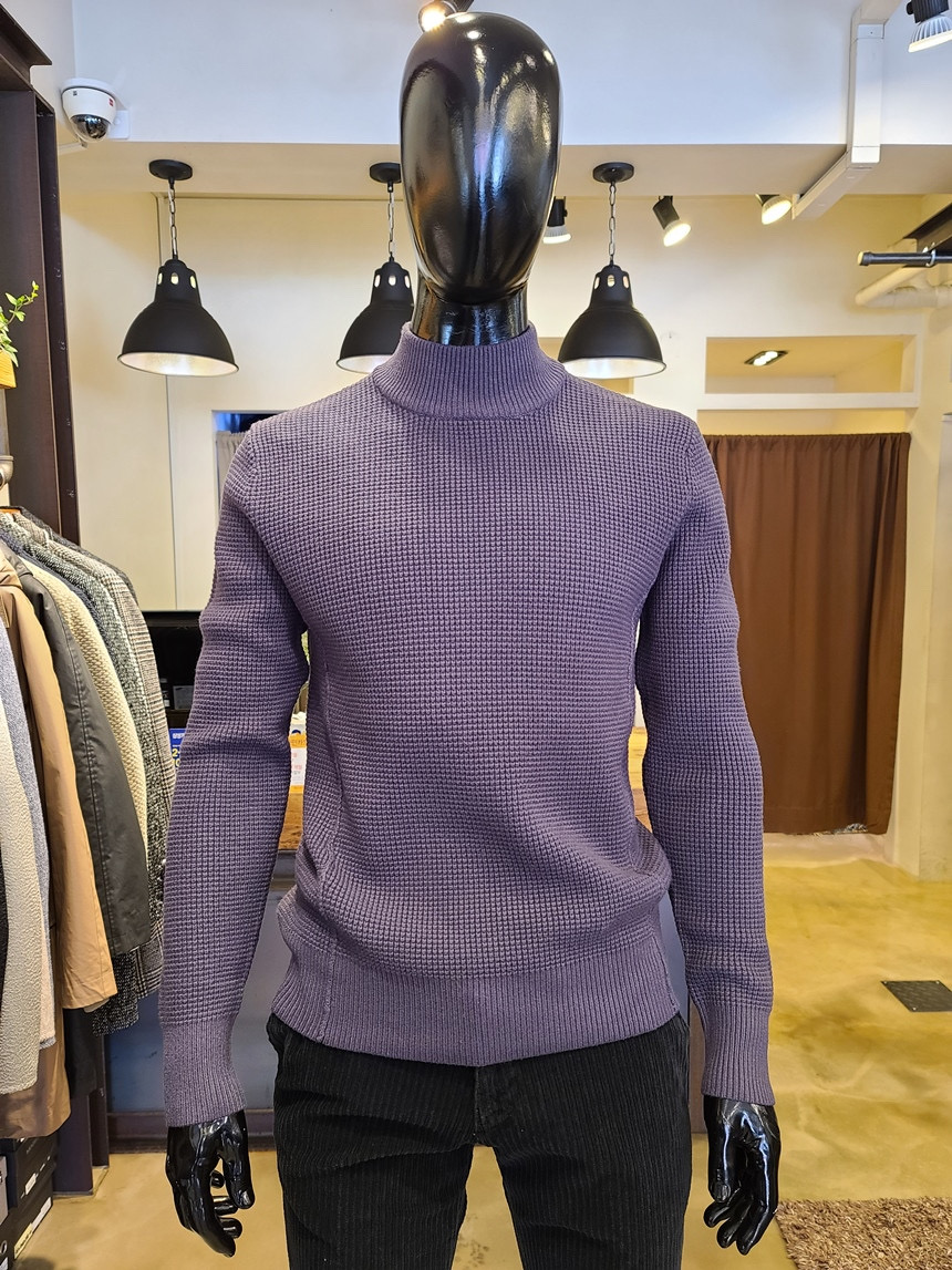 [새제품] 정품 빠니깔레 소프트 비스코스 혼방 차콜 와플 반목니트