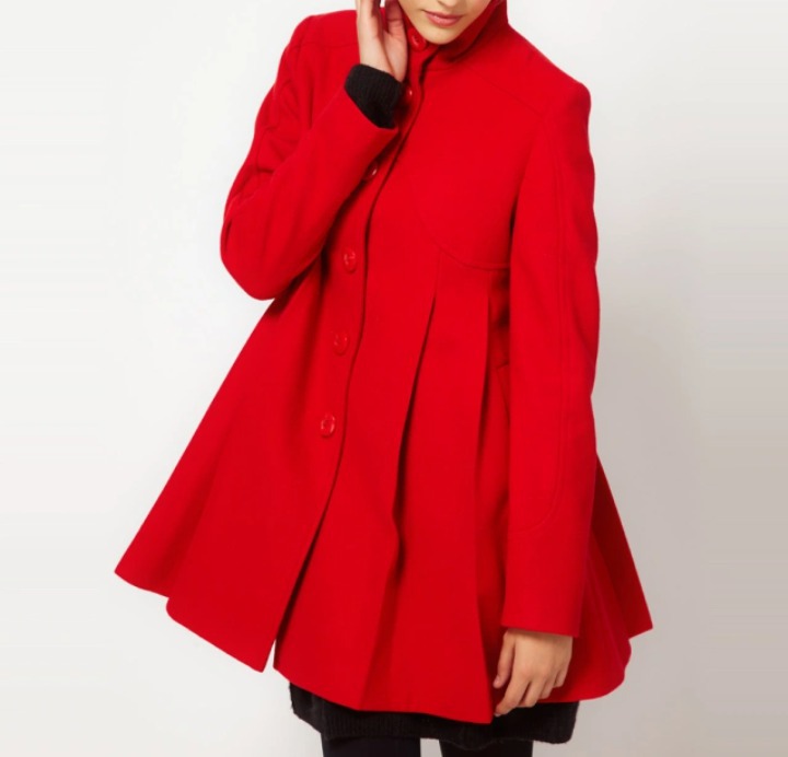 무배) 붉은 옷깃 케이프 고품질 모직 코트 드레스 세트 연말룩