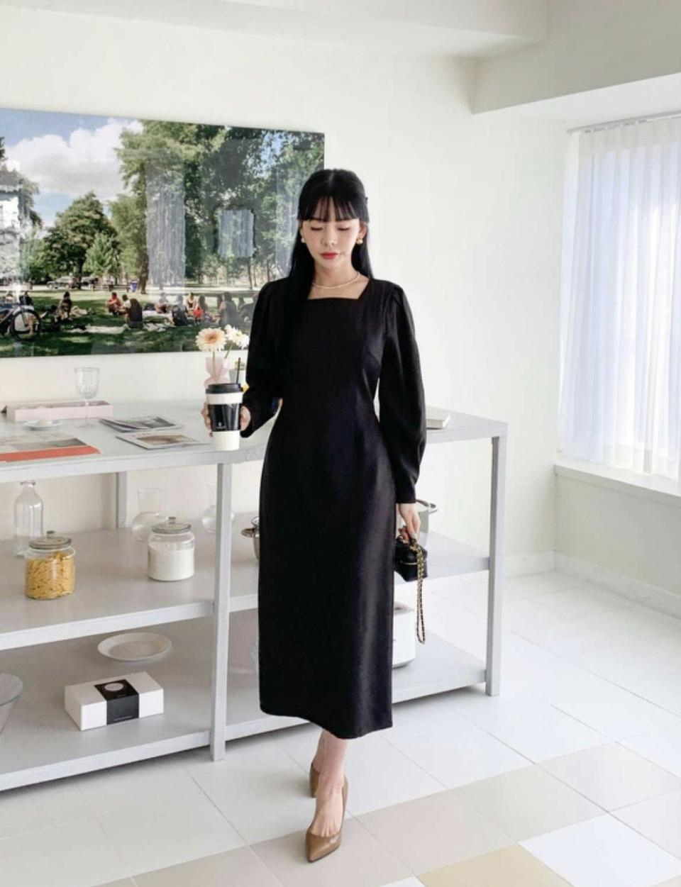 스퀘어넥 롱원피스 새상품