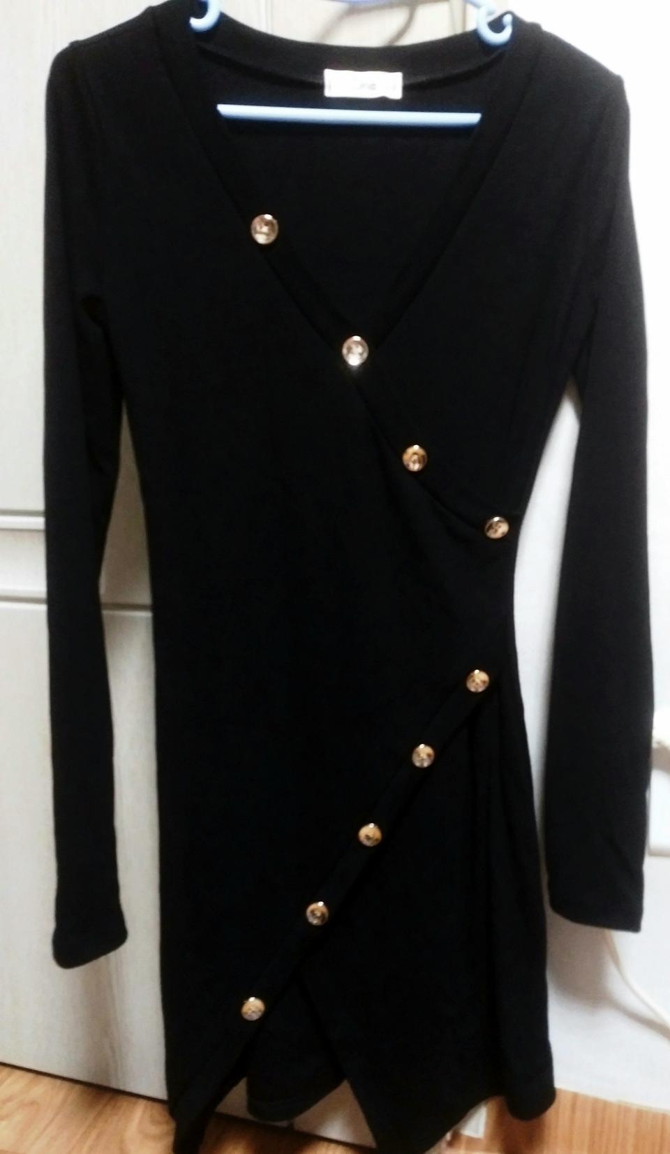 ♥사선 금장단추포인트 셔링미니원피스