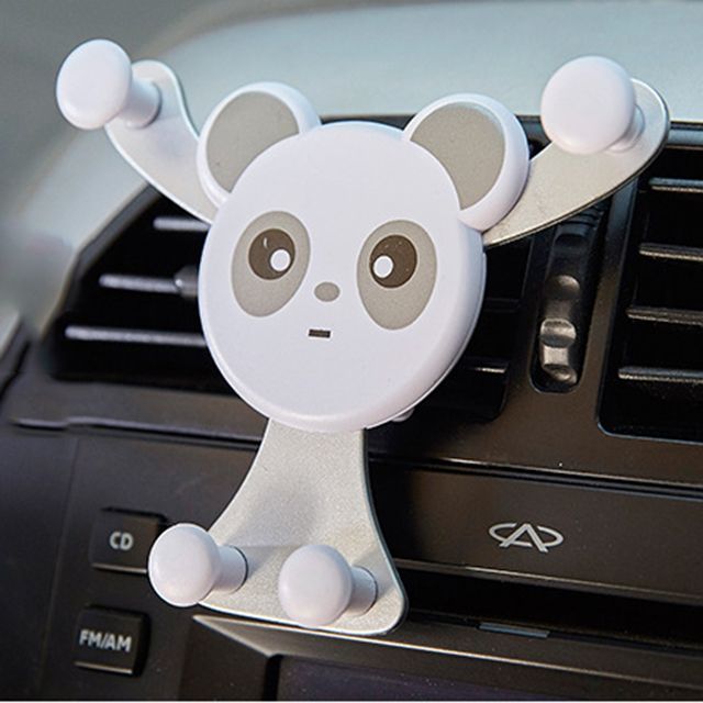 새 차량용 회색 팬더 거치대 드롭 송풍구 메탈 홀릭 중력 자동차 핸드폰 360도 회전